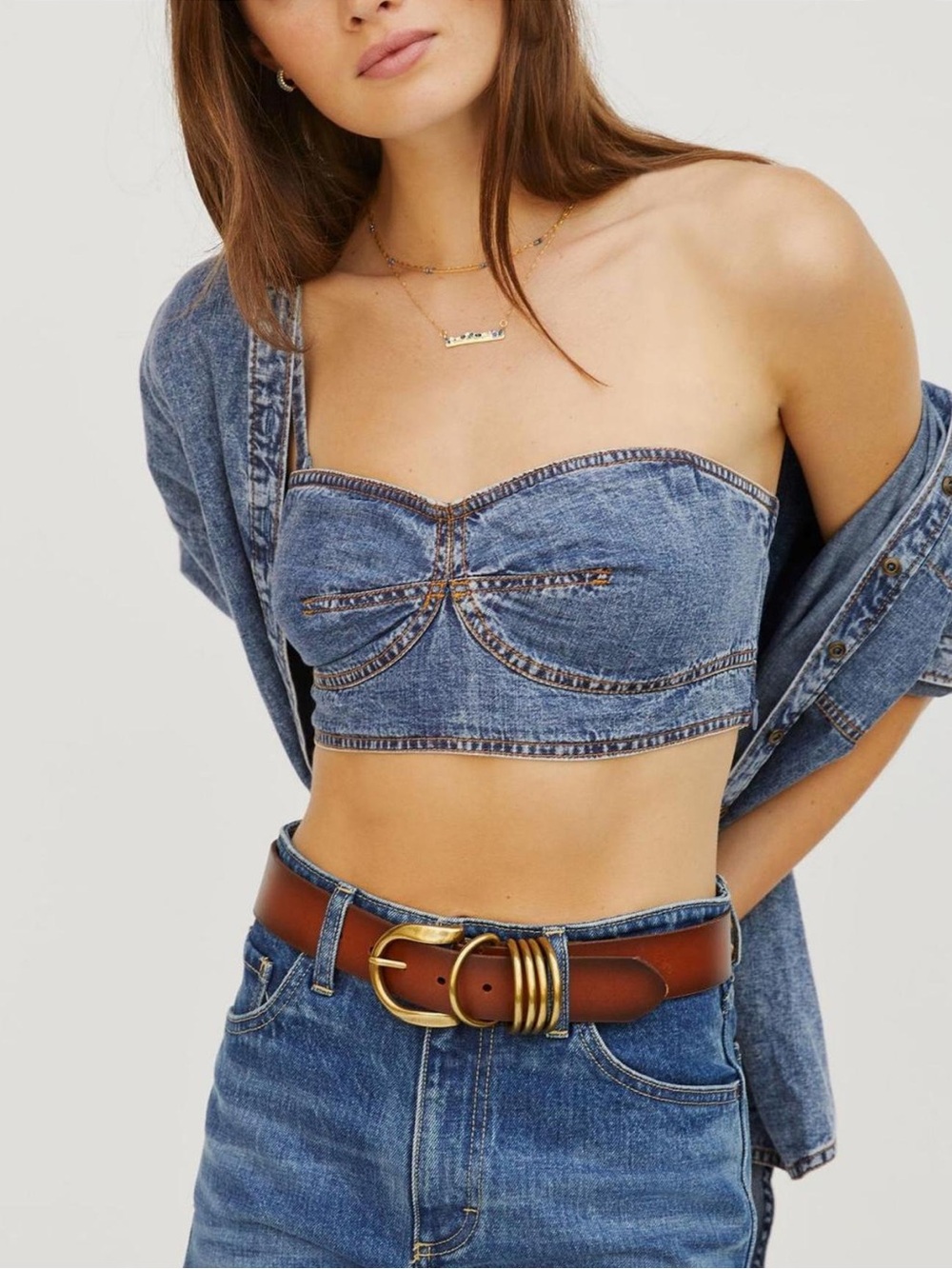 Anthropologie Pilcro Blue Washed Denim Bustier size XS